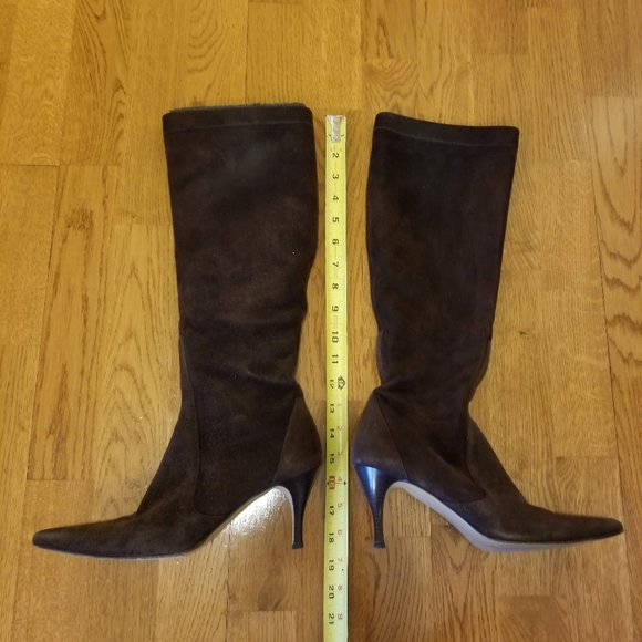Cole Haan Brown Pull On leather Stretch Heel Boots - Picture 2 of 12